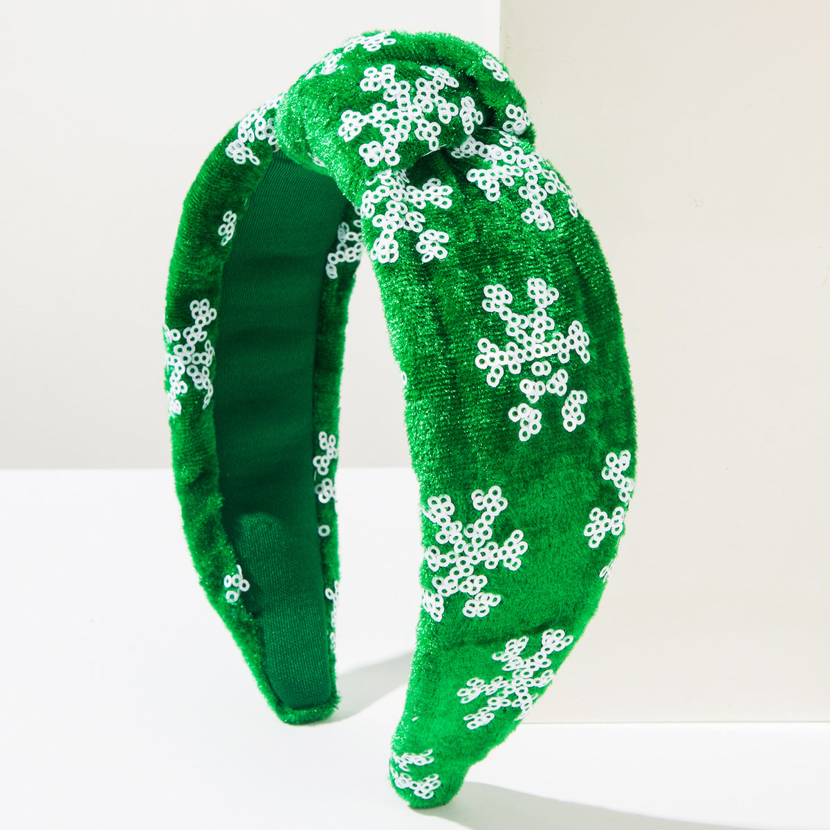 Wholesale Christmas headband wide-brimmed knotted sequined snowflake hair accessories
